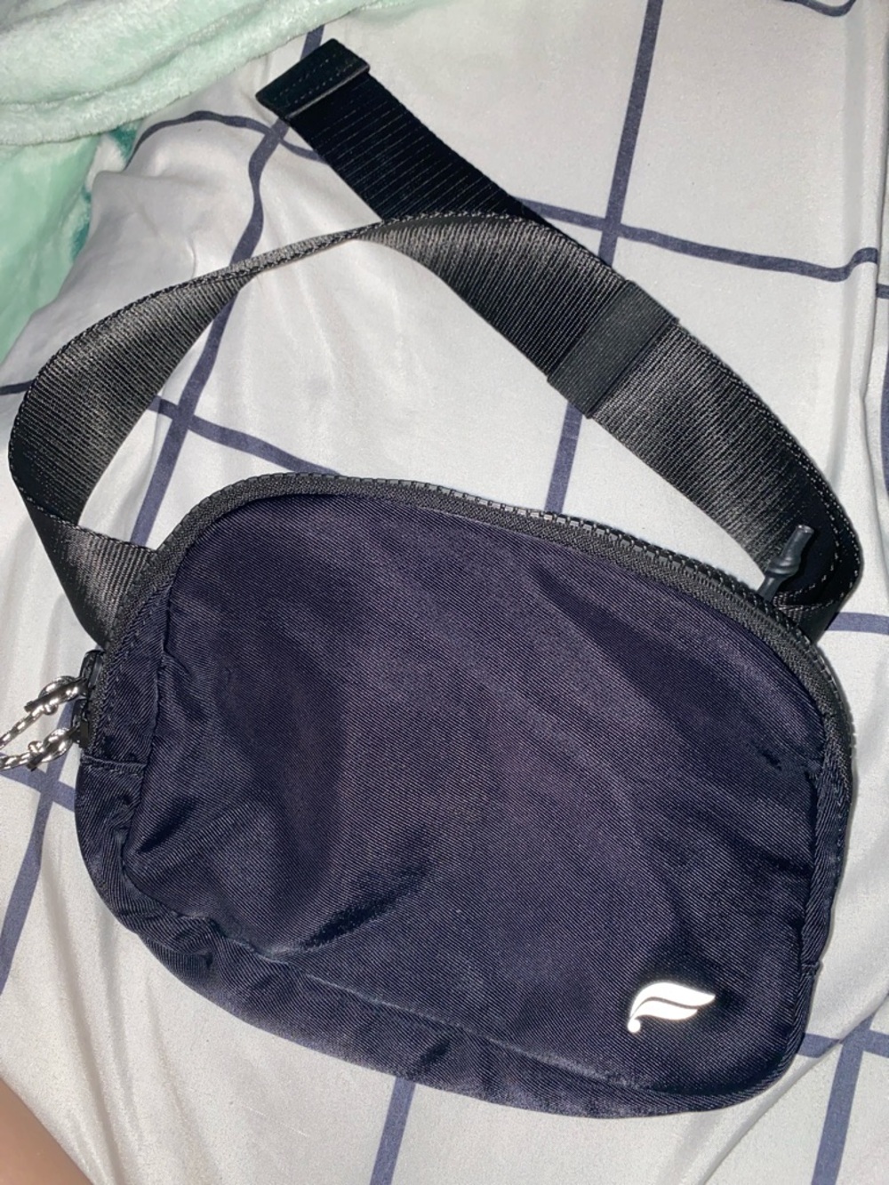Fabletics Black Crossbody Belt Bag with White Logo